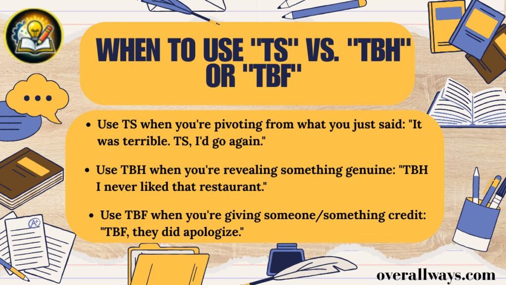When to Use "TS" vs. "TBH" or "TBF"