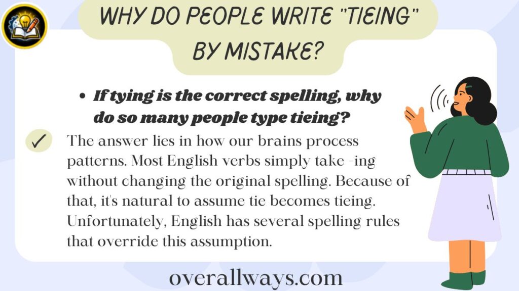 Why Do People Write "Tieing" by Mistake?